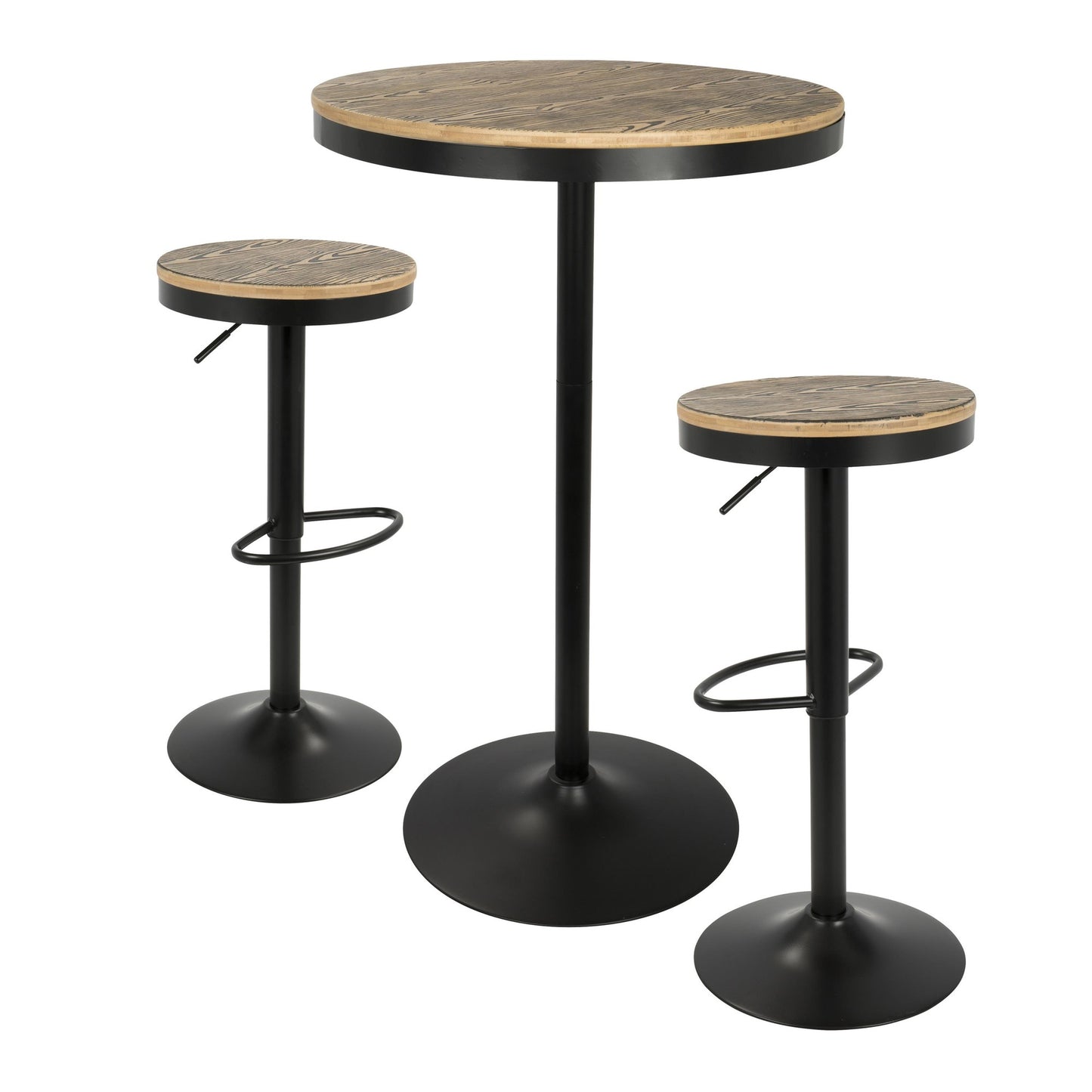 Dakota 3-Piece Industrial-Farmhouse Dining Set in Black