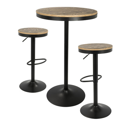 Dakota 3-Piece Industrial-Farmhouse Dining Set in Black