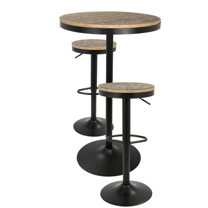 Dakota 3-Piece Industrial-Farmhouse Dining Set in Black