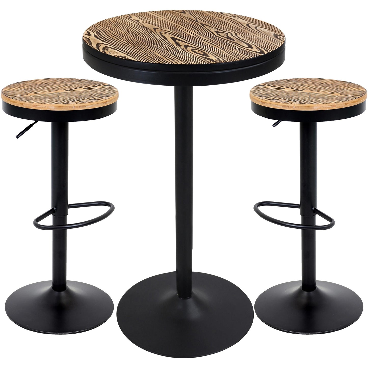 Dakota 3-Piece Industrial-Farmhouse Dining Set in Black