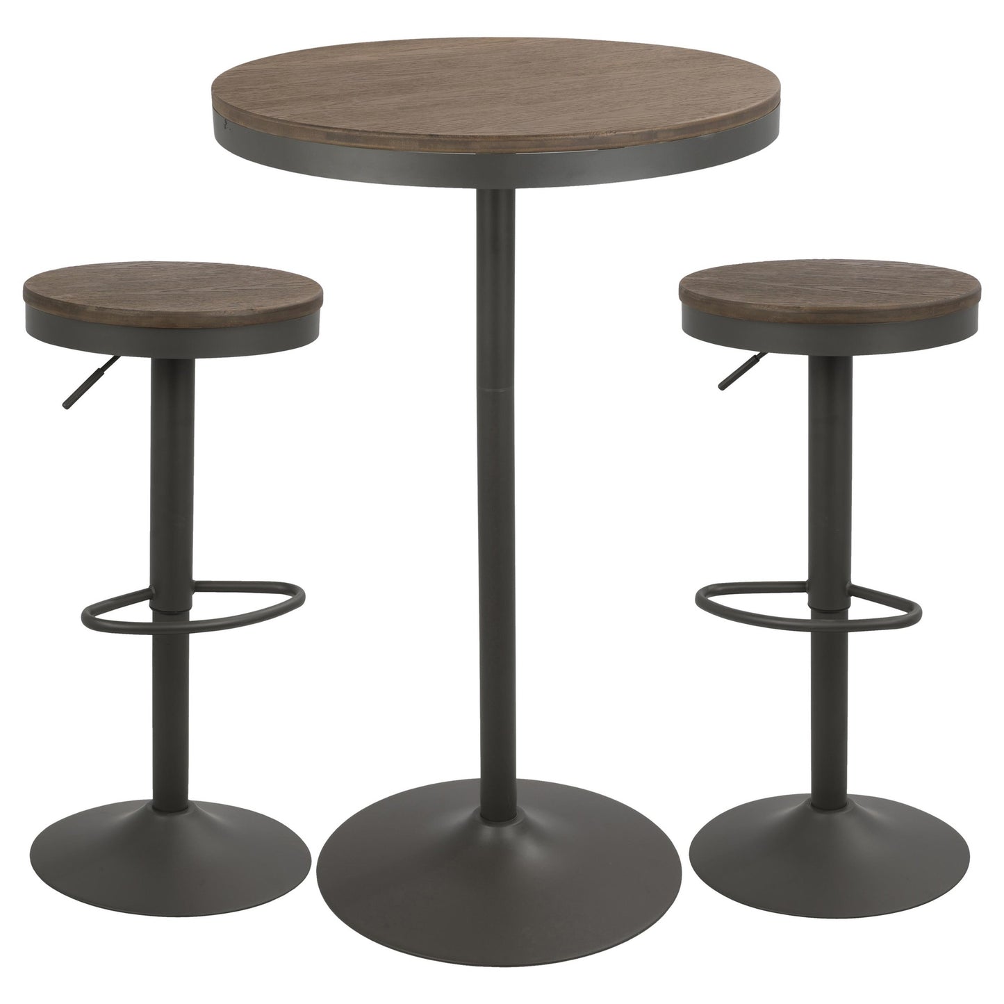 Dakota 3-Piece Industrial-Farmhouse Dining Set in Grey and Brown