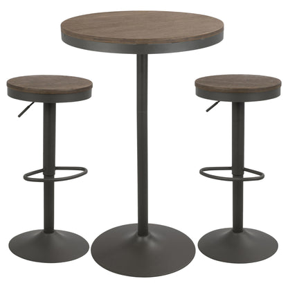 Dakota 3-Piece Industrial-Farmhouse Dining Set in Grey and Brown
