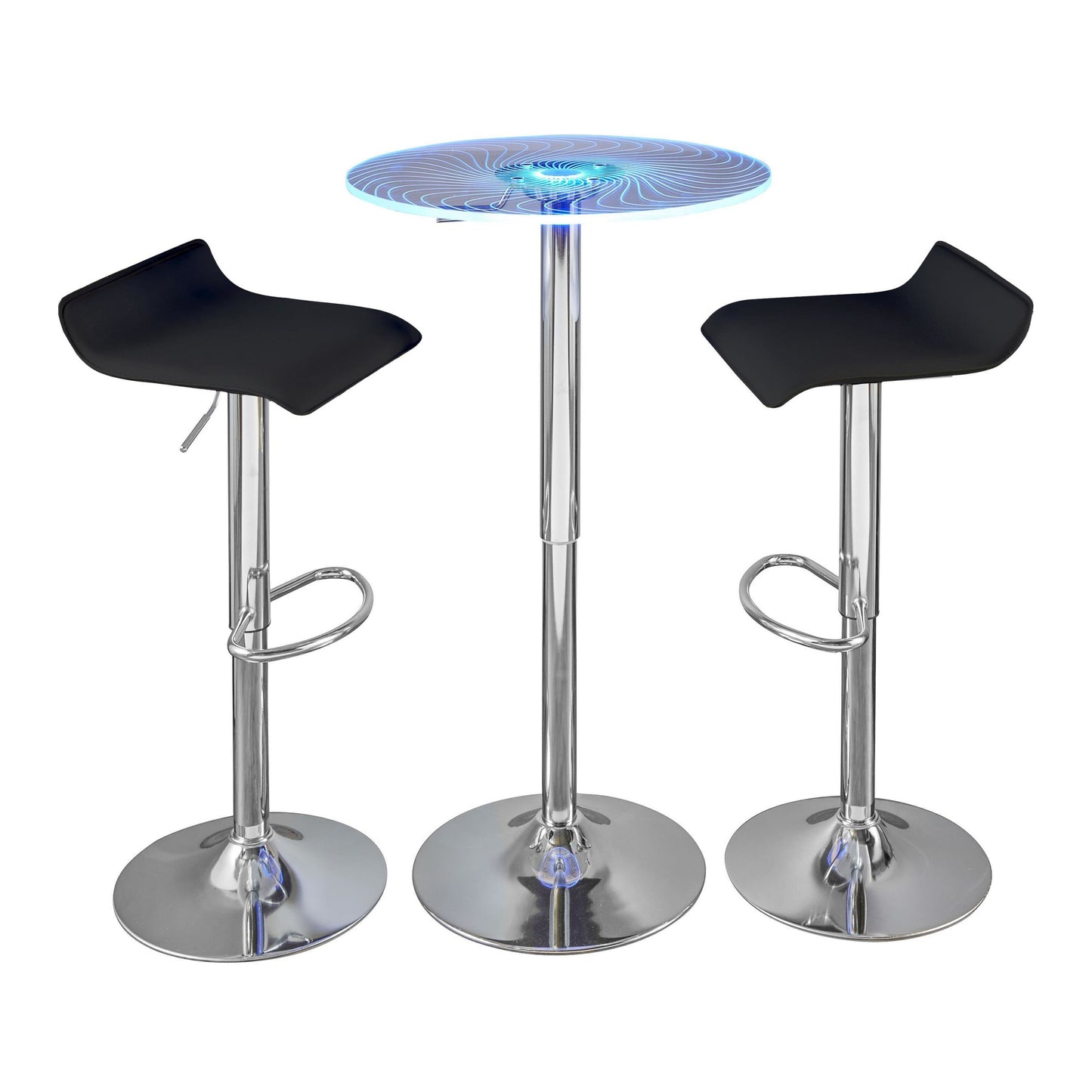 Spyra-Ale Contemporary Adjustable Bar Set with Light Up Tabletop, Black