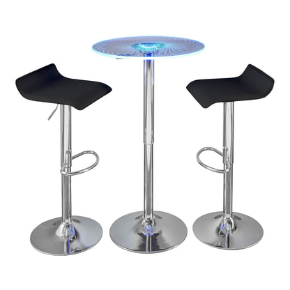 Spyra-Ale Contemporary Adjustable Bar Set with Light Up Tabletop, Black