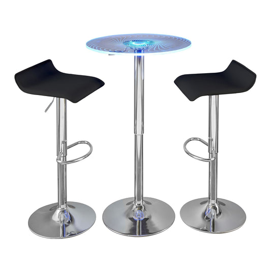 Spyra-Ale Contemporary Adjustable Bar Set with Light Up Tabletop, Black