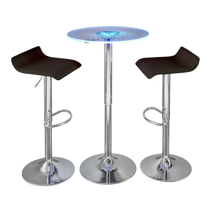 Spyra-Ale Contemporary Adjustable Bar Set with Light Up Tabletop, Brown