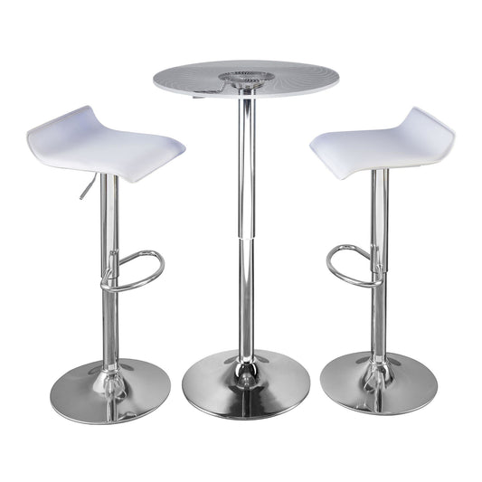 Spyra-Ale Contemporary Adjustable Bar Set with Light Up Tabletop, White