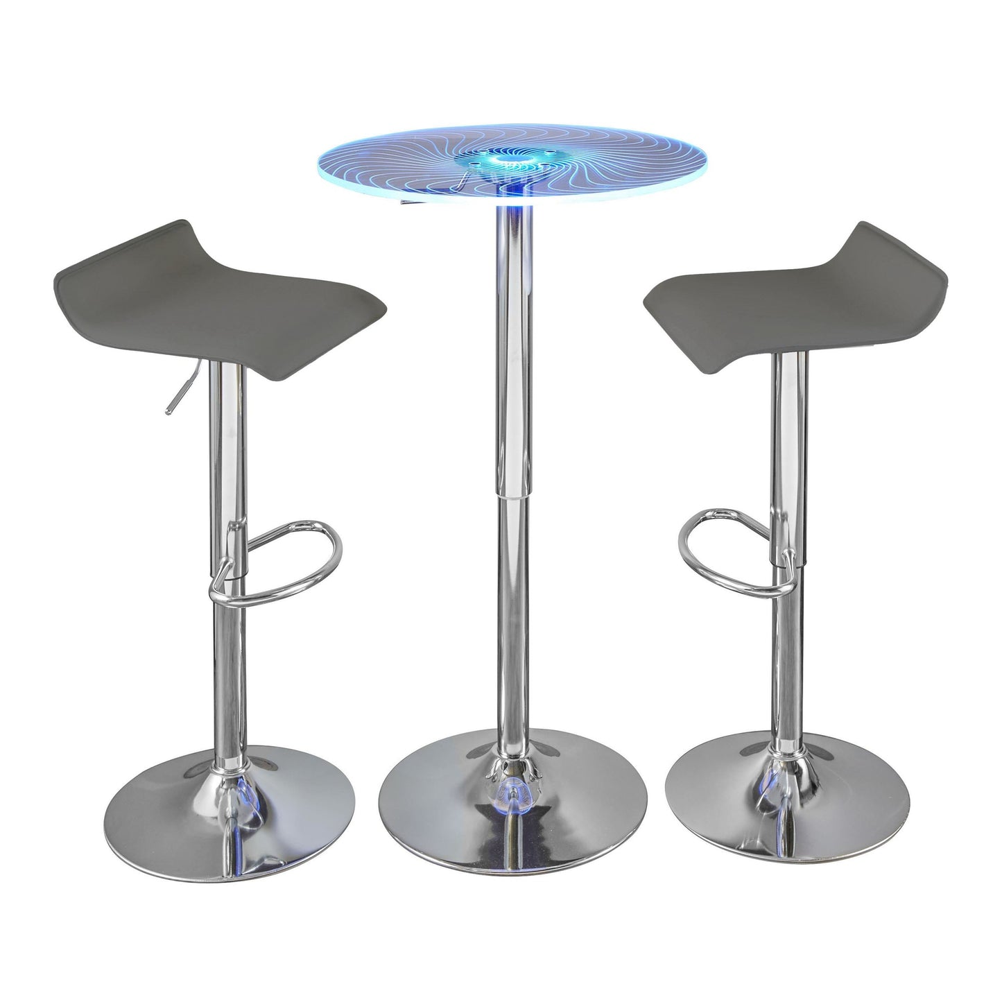 Spyra-Ale Contemporary Adjustable Bar Set with Light Up Tabletop, Grey