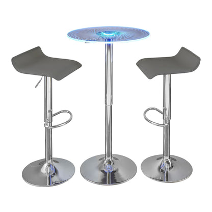 Spyra-Ale Contemporary Adjustable Bar Set with Light Up Tabletop, Grey