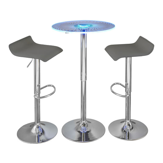 Spyra-Ale Contemporary Adjustable Bar Set with Light Up Tabletop, Grey