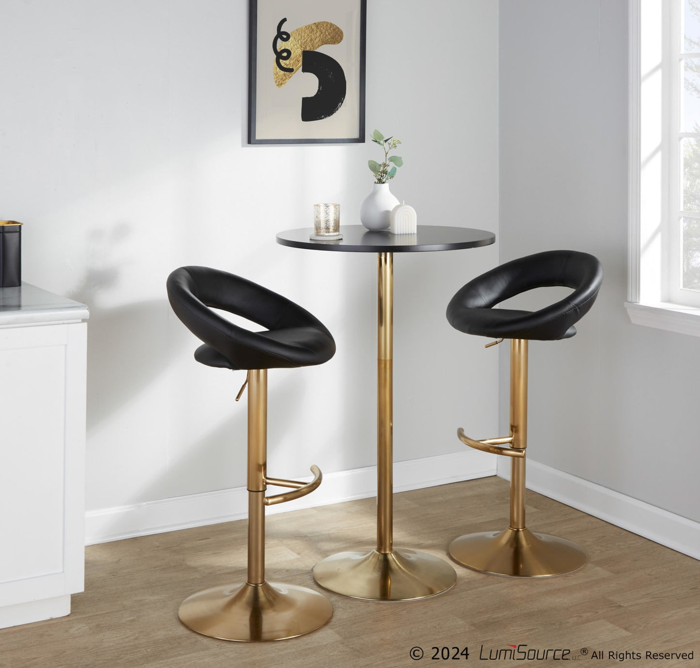 Pebble Dining or Bar Table, Gold/Black