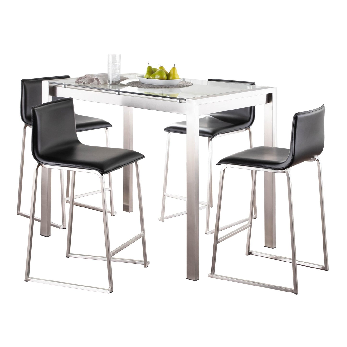 Fuji-Mara Upholstered Counter Height Dining Set - 5 Piece, Black