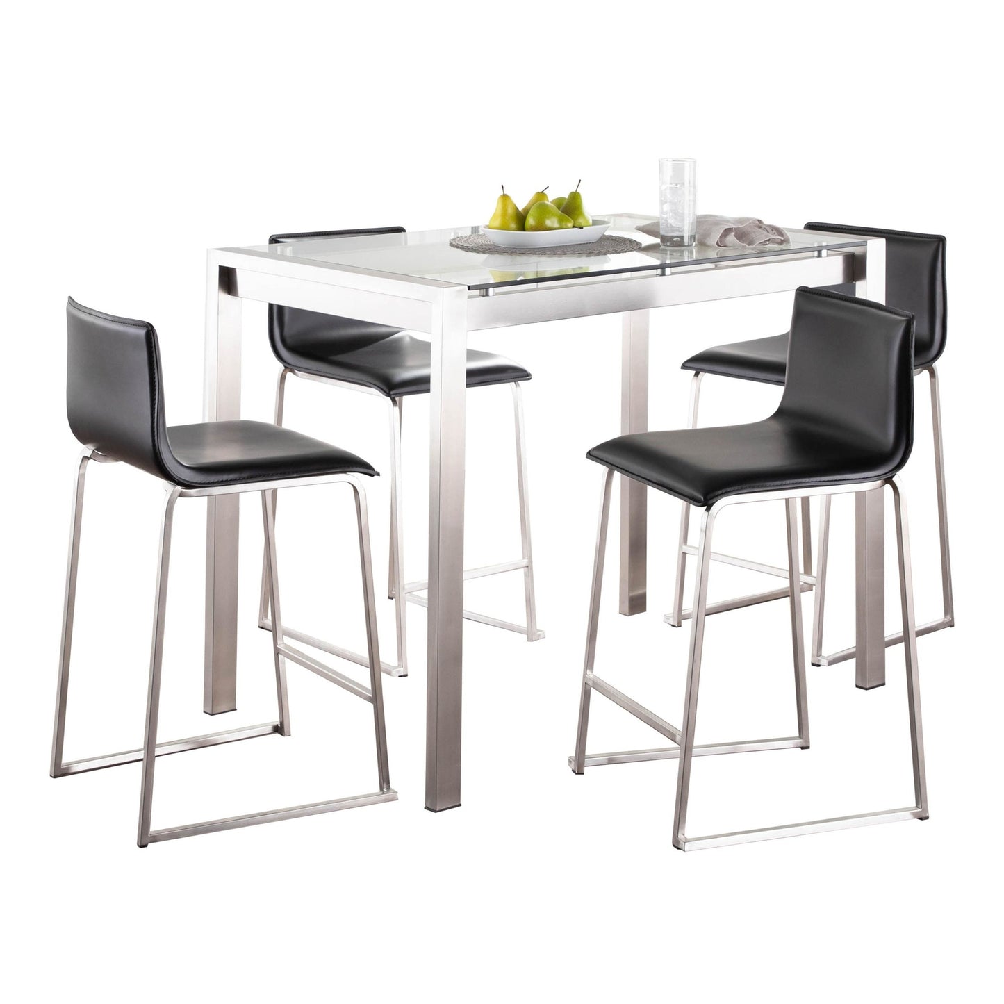 Fuji-Mara Upholstered Counter Height Dining Set - 5 Piece, Black