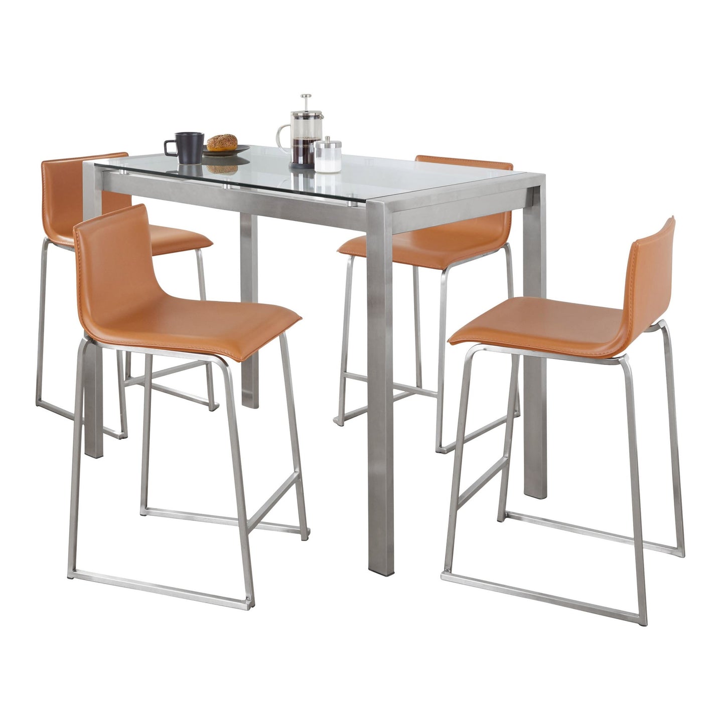 Fuji-Mara Upholstered Counter Height Dining Set - 5 Piece, Camel