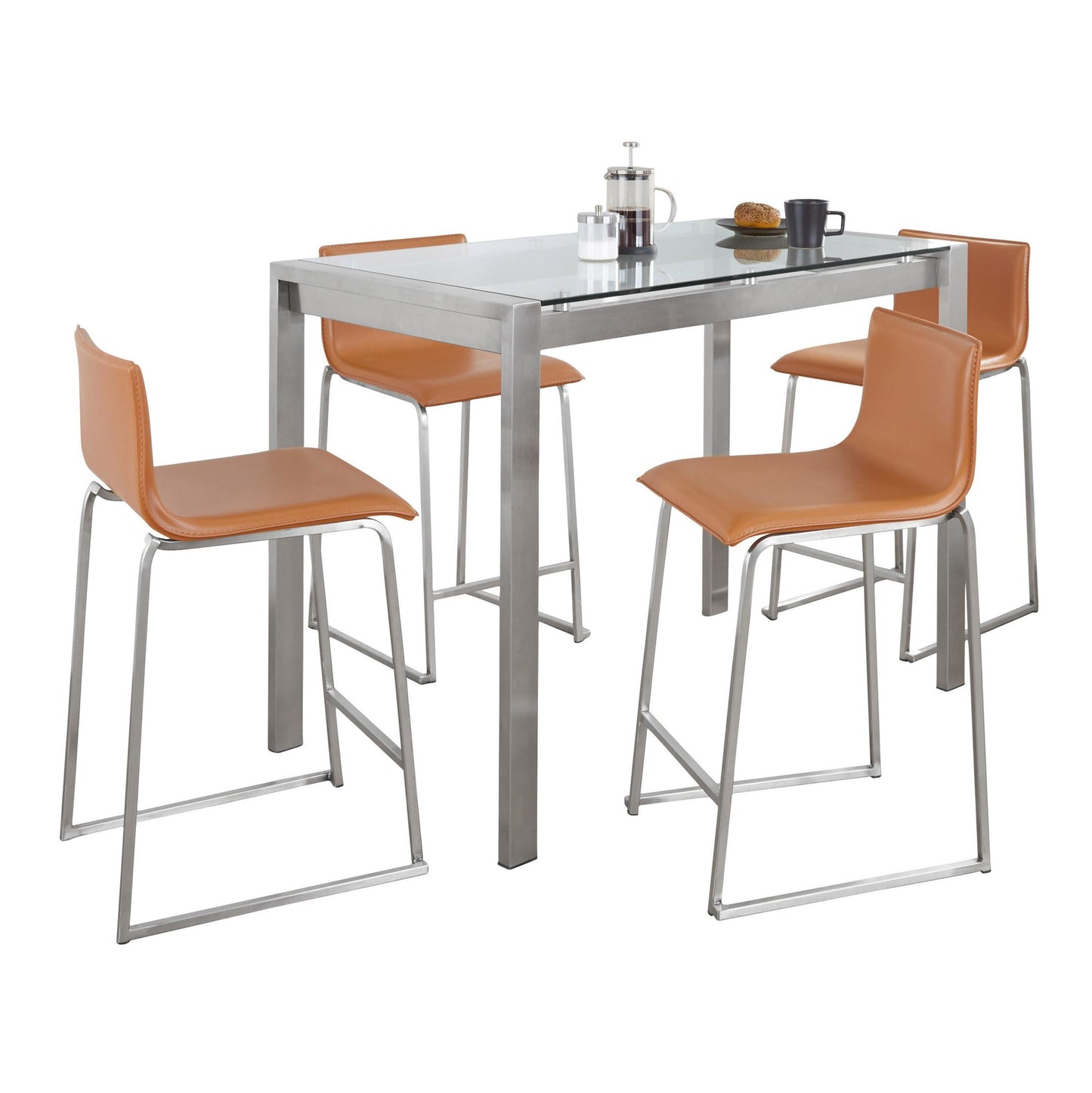 Fuji-Mara Upholstered Counter Height Dining Set - 5 Piece, Camel