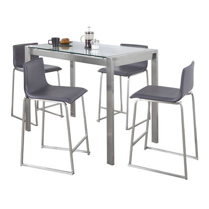 Fuji-Mara Upholstered Counter Height Dining Set - 5 Piece, Grey