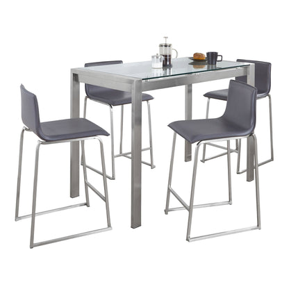 Fuji-Mara Upholstered Counter Height Dining Set - 5 Piece, Grey