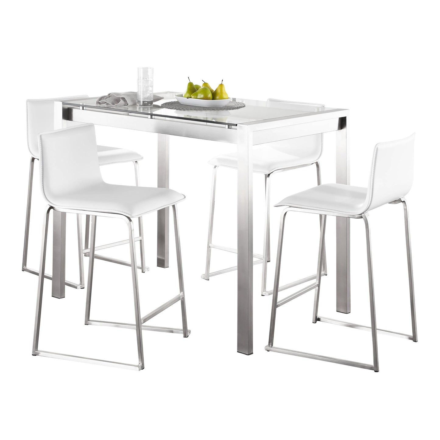 Fuji-Mara Upholstered Counter Height Dining Set - 5 Piece, White