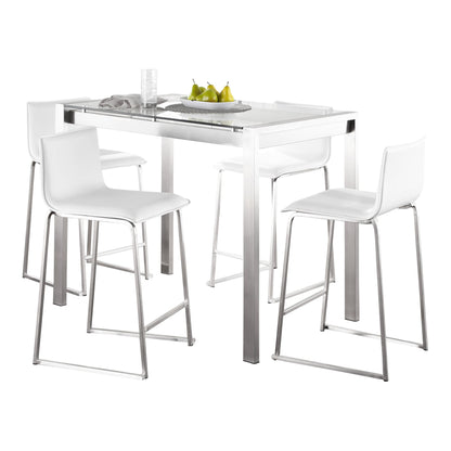 Fuji-Mara Upholstered Counter Height Dining Set - 5 Piece, White
