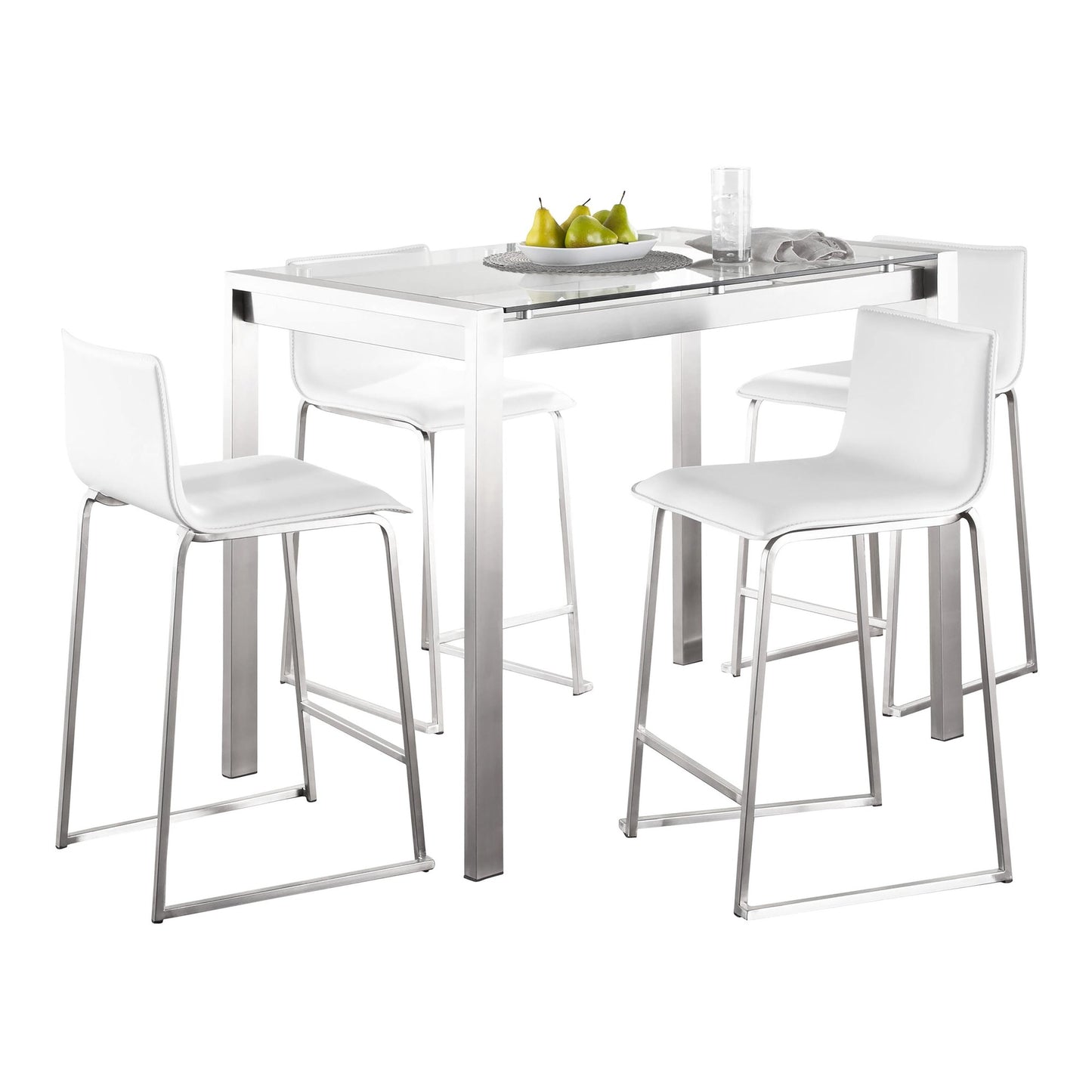Fuji-Mara Upholstered Counter Height Dining Set - 5 Piece, White
