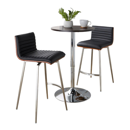 Mason Swivel Adjustable Counter Height Dining Set - 3 Piece, Black