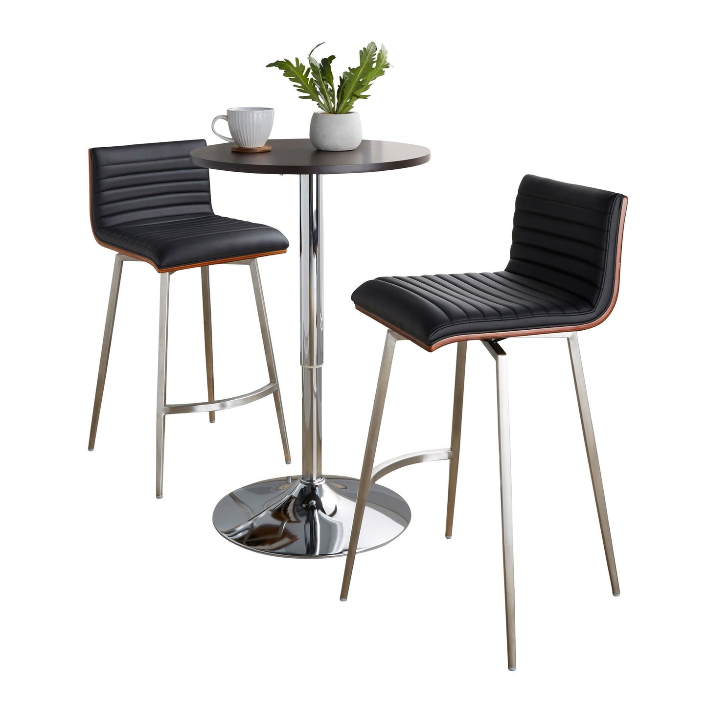 Mason Swivel Adjustable Counter Height Dining Set - 3 Piece, Black