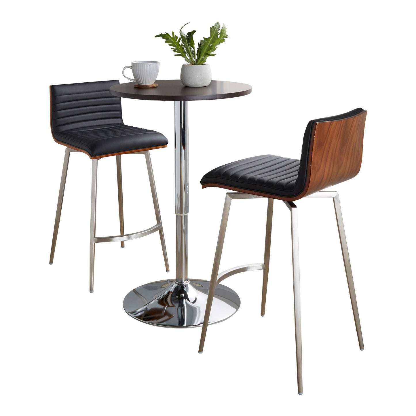 Mason Swivel Adjustable Counter Height Dining Set - 3 Piece, Black