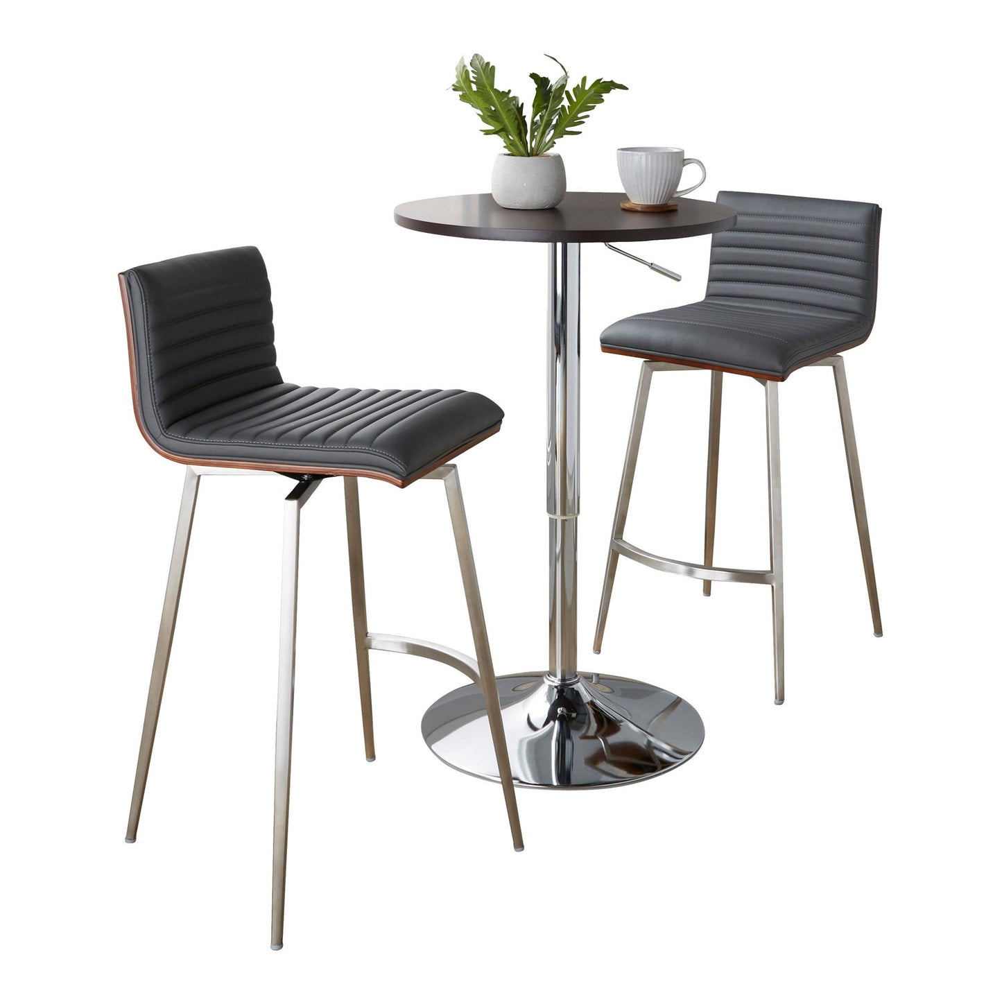 Mason Swivel Adjustable Counter Height Dining Set - 3 Piece, Grey