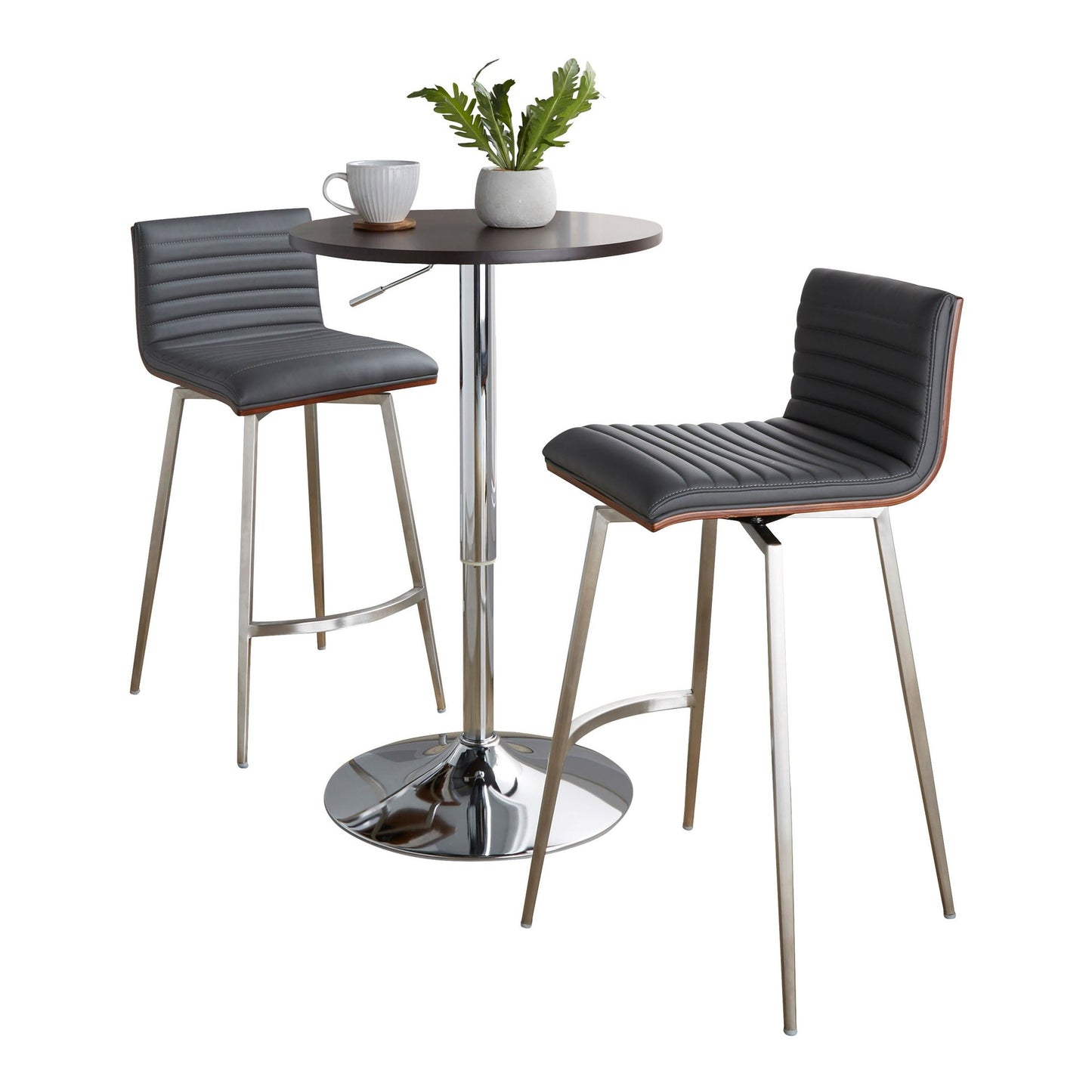 Mason Swivel Adjustable Counter Height Dining Set - 3 Piece, Grey