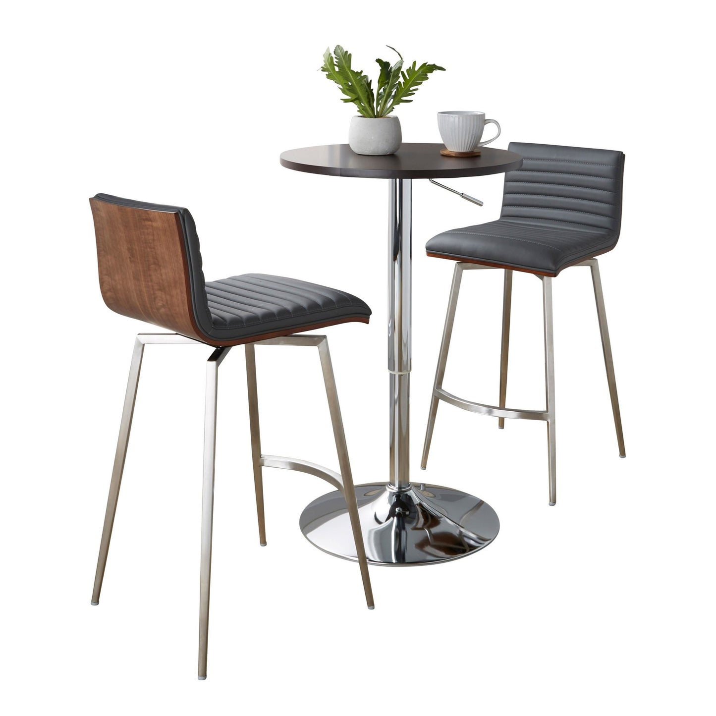 Mason Swivel Adjustable Counter Height Dining Set - 3 Piece, Grey