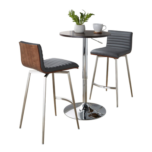 Mason Swivel Adjustable Counter Height Dining Set - 3 Piece, Grey