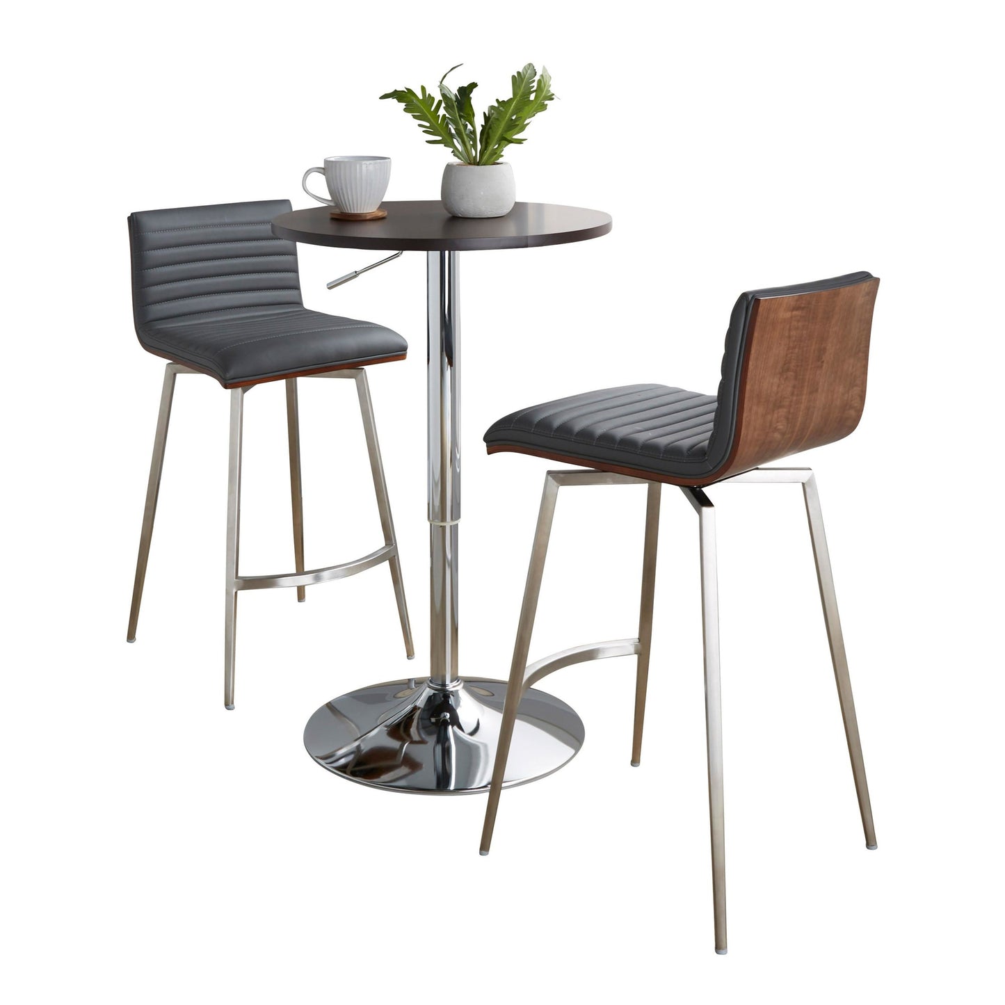 Mason Swivel Adjustable Counter Height Dining Set - 3 Piece, Grey