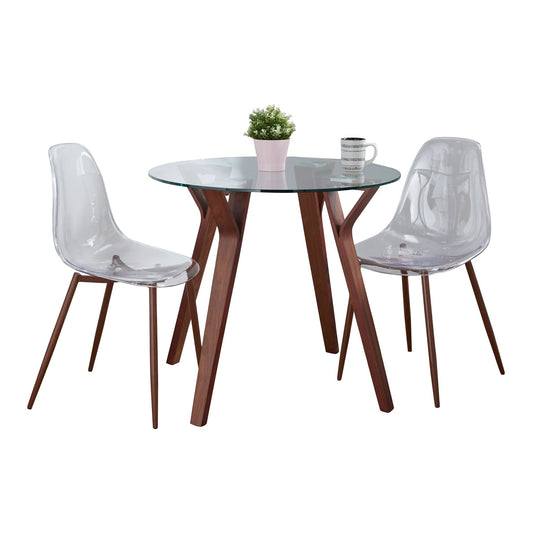Folia-Clara Mid-Century Modern Round 3 Piece Dining Set