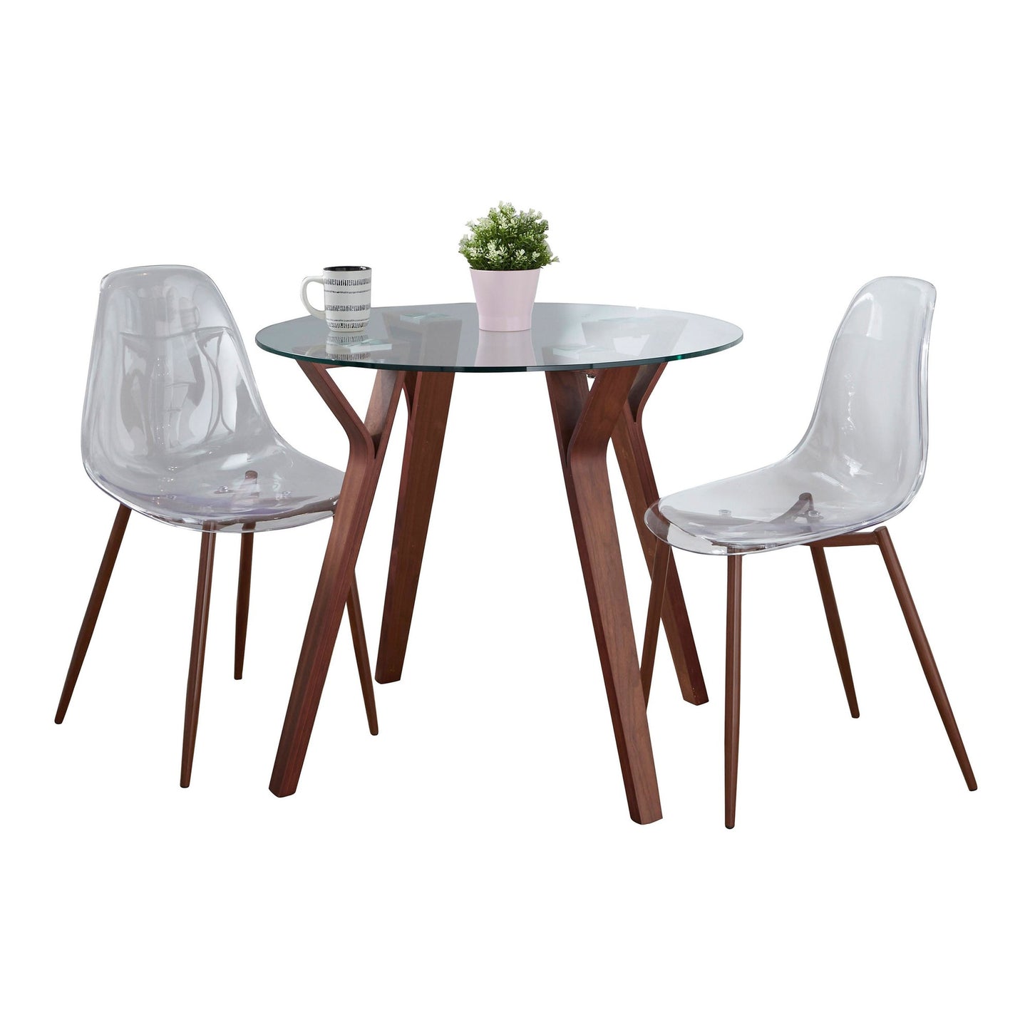 Folia-Clara Mid-Century Modern Round 3 Piece Dining Set