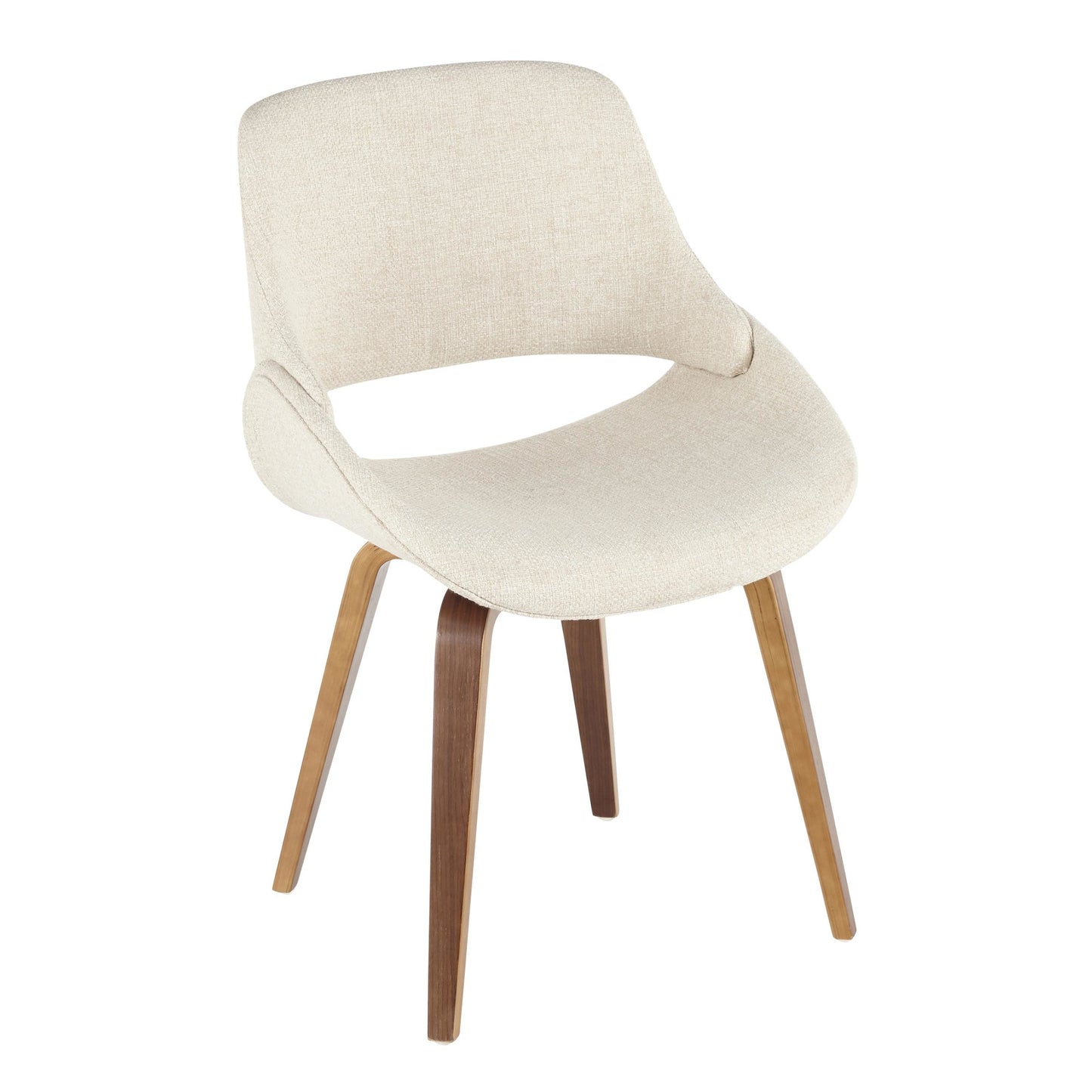 Folia Round Fabrico Mid-Century Modern  3 Piece Dining Set, Cream Noise Fabric