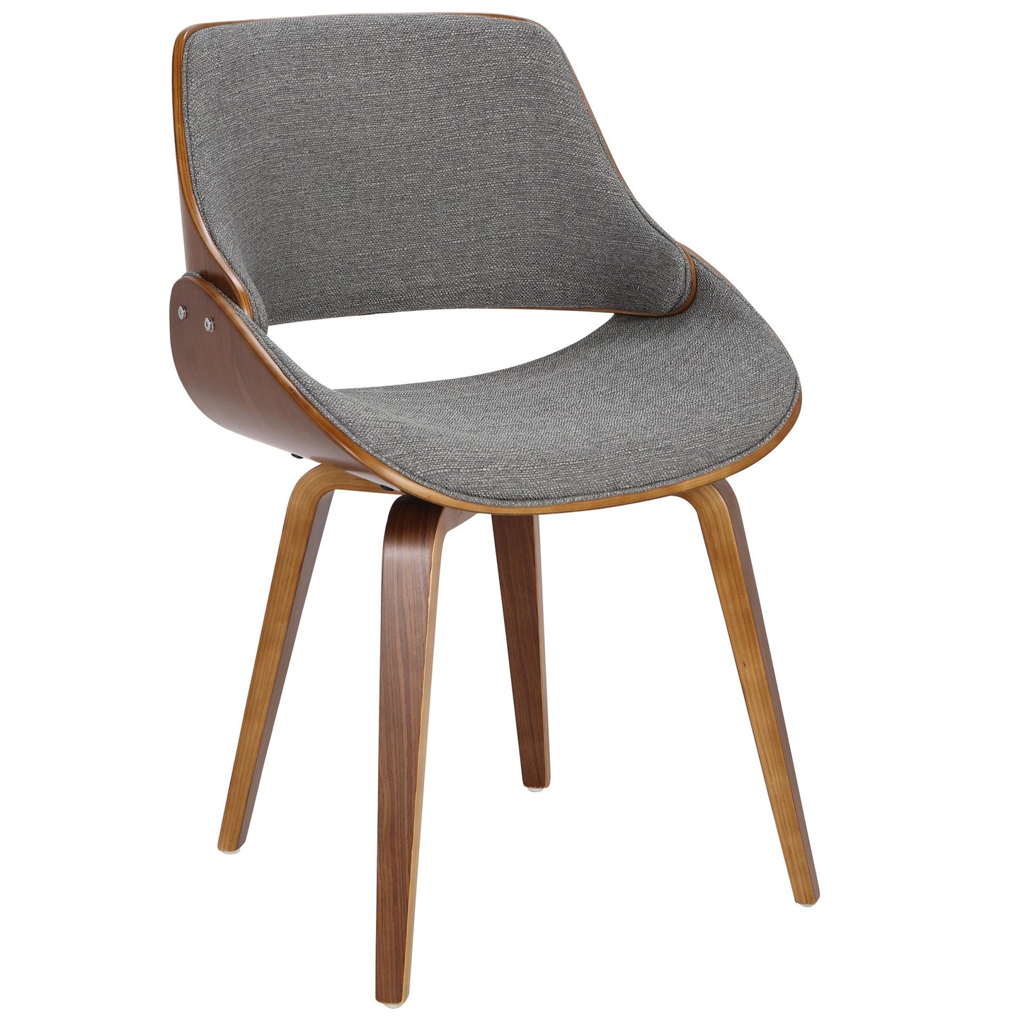 Folia Round Fabrizzi Mid-Century Modern  3 Piece Dining Set, Grey Fabric