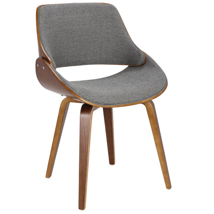 Folia Round Fabrizzi Mid-Century Modern  3 Piece Dining Set, Grey Fabric