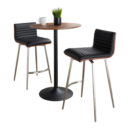 Pebble-Mason Swivel Counter Height Dining Set - 3 Piece, Black