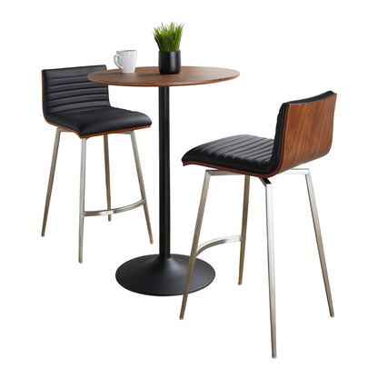 Pebble-Mason Swivel Counter Height Dining Set - 3 Piece, Black