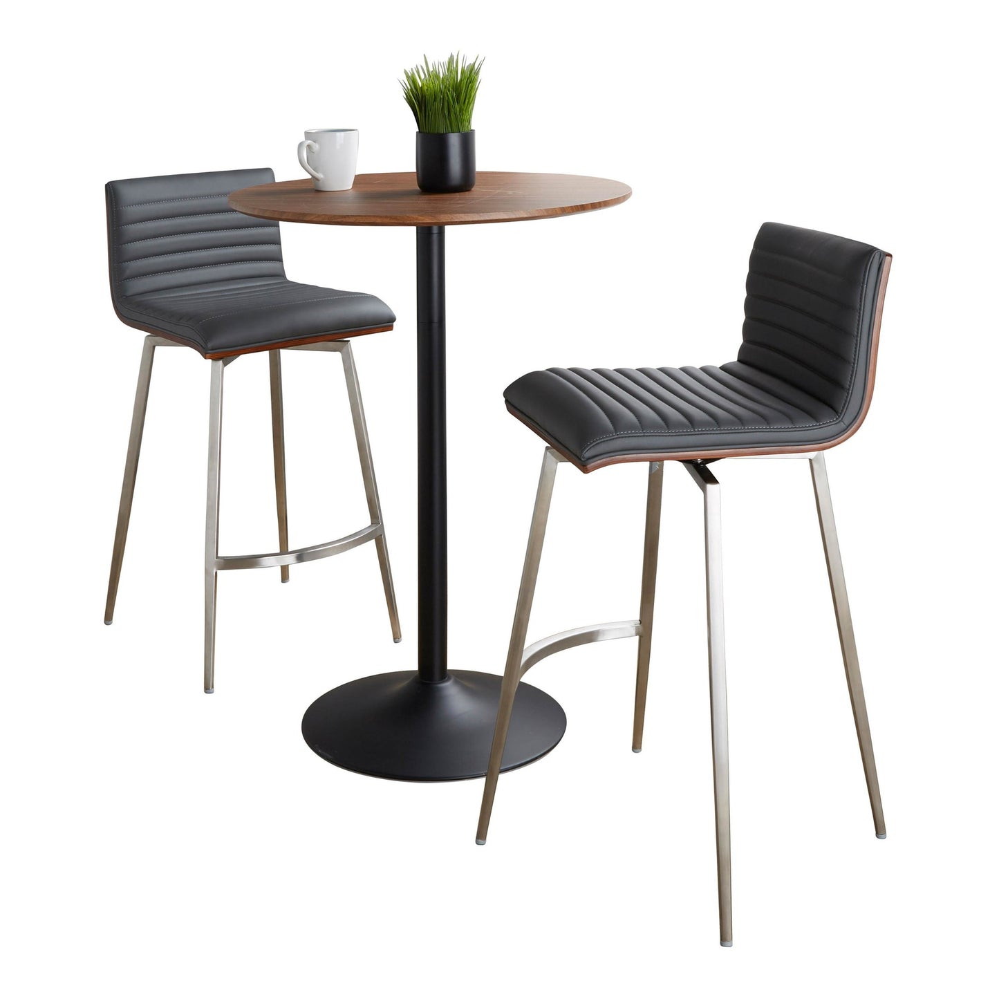 Pebble-Mason Swivel Counter Height Dining Set - 3 Piece, Grey