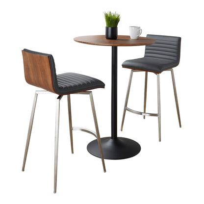 Pebble-Mason Swivel Counter Height Dining Set - 3 Piece, Grey