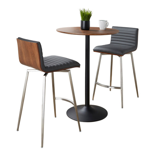 Pebble-Mason Swivel Counter Height Dining Set - 3 Piece, Grey