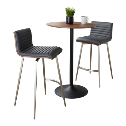 Pebble-Mason Swivel Counter Height Dining Set - 3 Piece, Grey