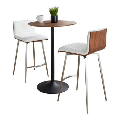 Pebble-Mason Swivel Counter Height Dining Set - 3 Piece, White