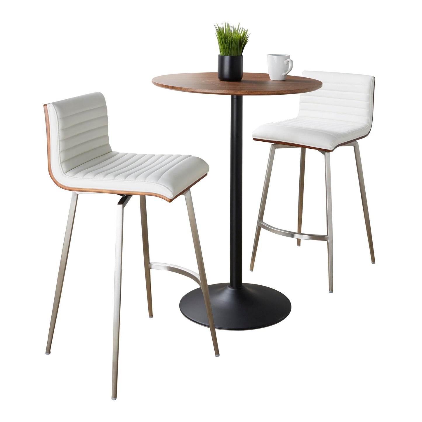 Pebble-Mason Swivel Counter Height Dining Set - 3 Piece, White