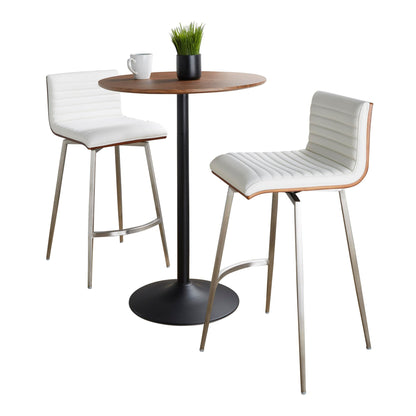 Pebble-Mason Swivel Counter Height Dining Set - 3 Piece, White