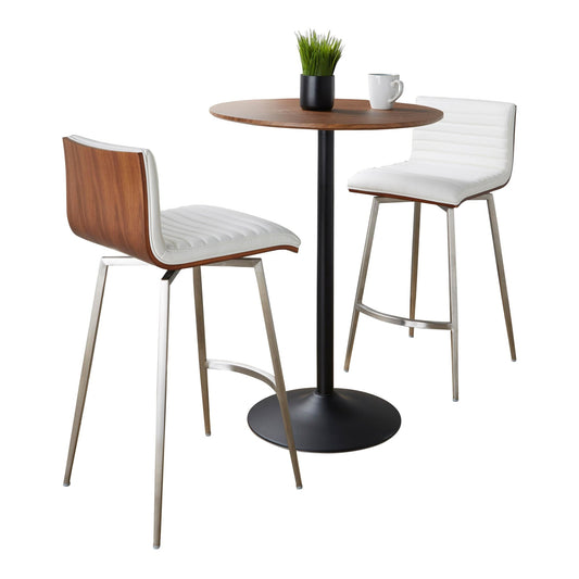 Pebble-Mason Swivel Counter Height Dining Set - 3 Piece, White