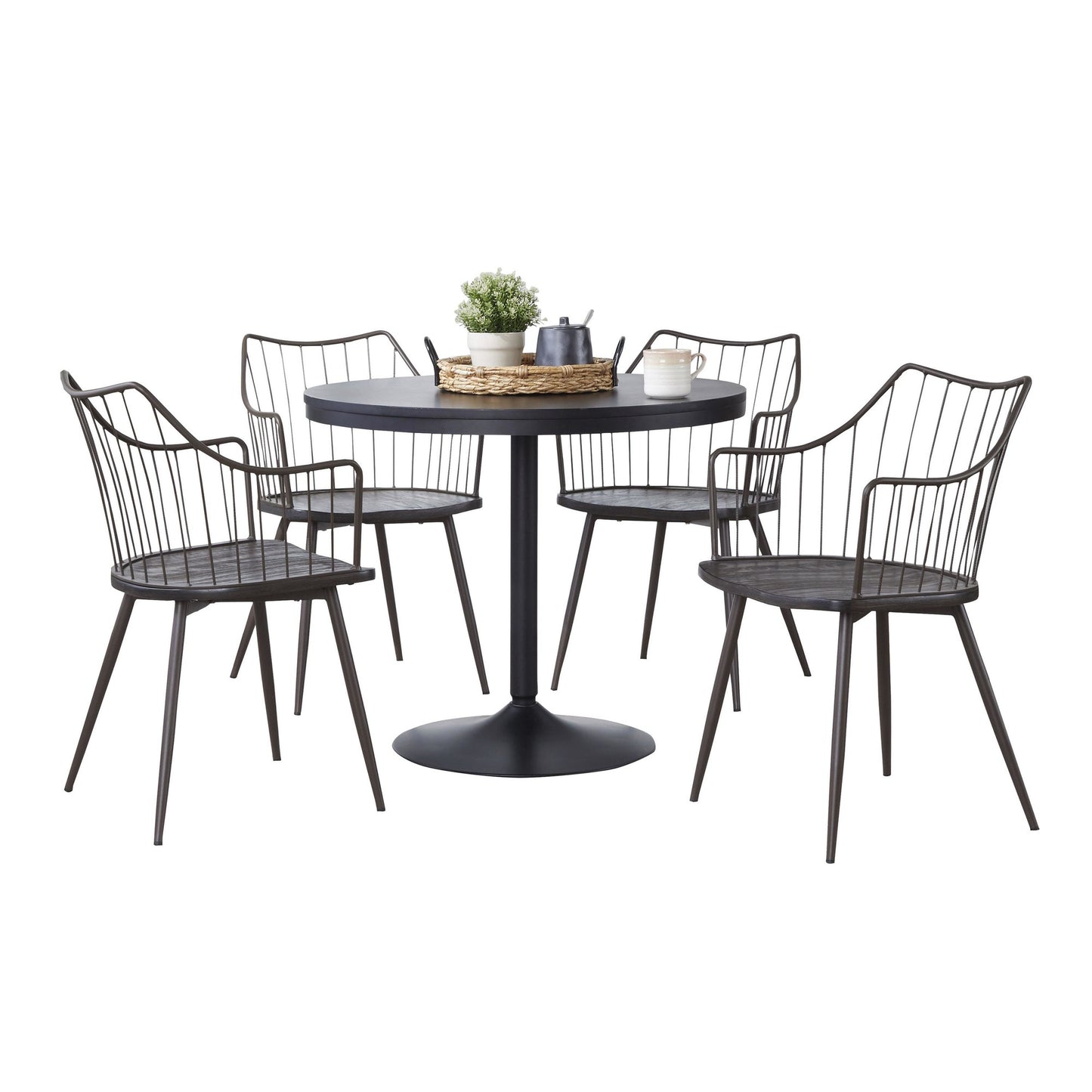 Dakota-Winston Contemporary Dining Set in Black - 5 Piece