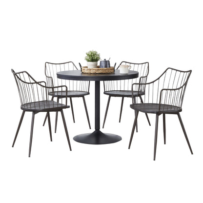 Dakota-Winston Contemporary Dining Set in Black - 5 Piece