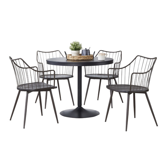 Dakota-Winston Contemporary Dining Set in Black - 5 Piece